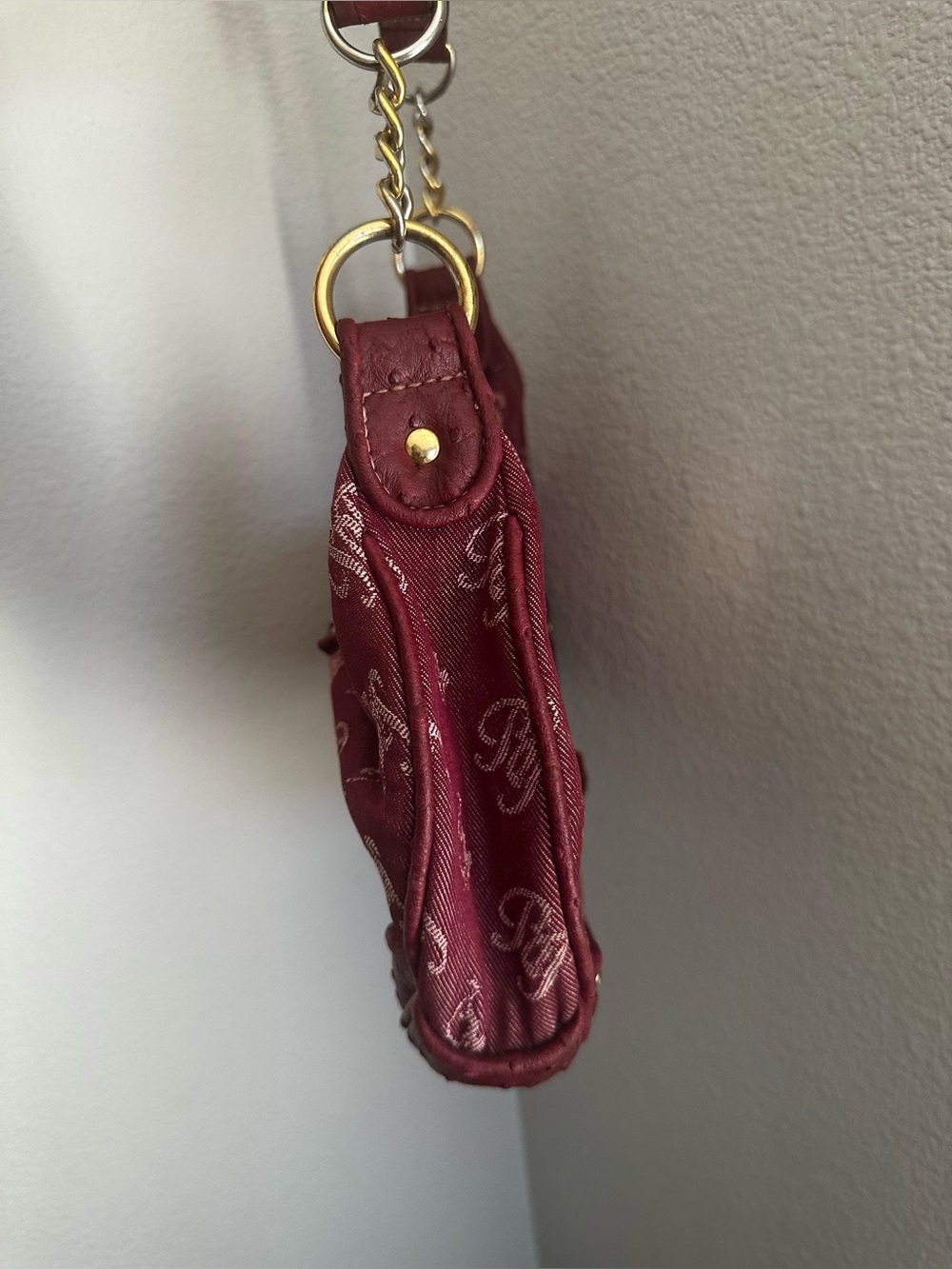 Y2K•Baby Phat Signature Ostrich Embossed Faux Leather Hobo Shoulder Bag. - Picture 7 of 15